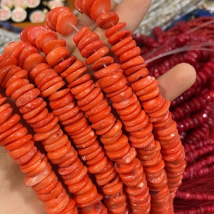 玛瑙/玉髓合金珠宝半成品一条12mm橘色不规则片片