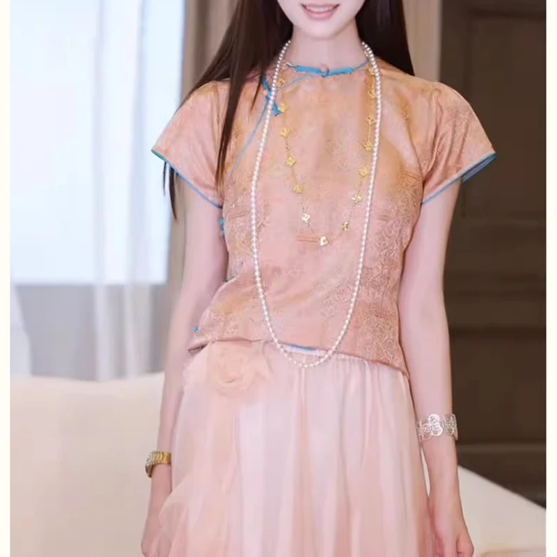 新中式中国风年轻款盘扣改良唐装衬衫女2025夏季新款洋气衣服上衣
