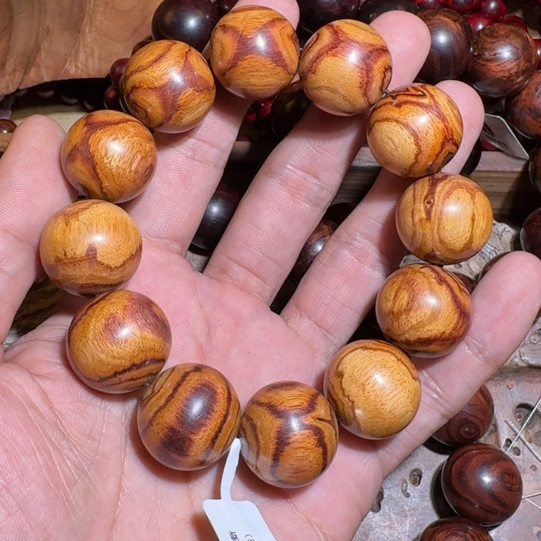 黄花梨/降香黄檀手串/手链真*海南黄花梨新料对眼