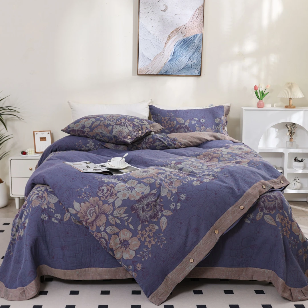 被套【兰韵古香】200X230 纯棉全棉 双层纱加厚加大双人被套