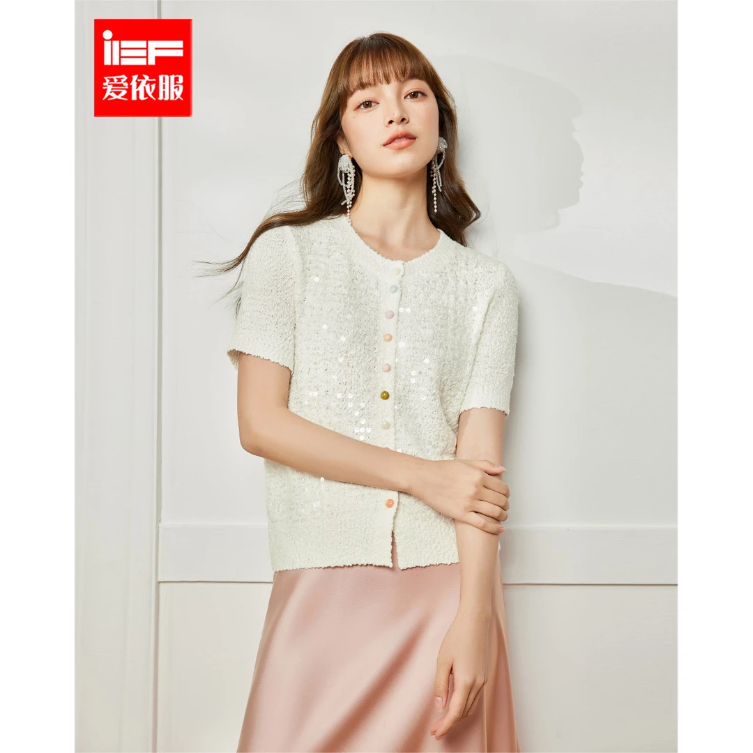 IEF/爱依服2025春夏新款韩版温柔小女人气质通勤百搭毛织外披上衣