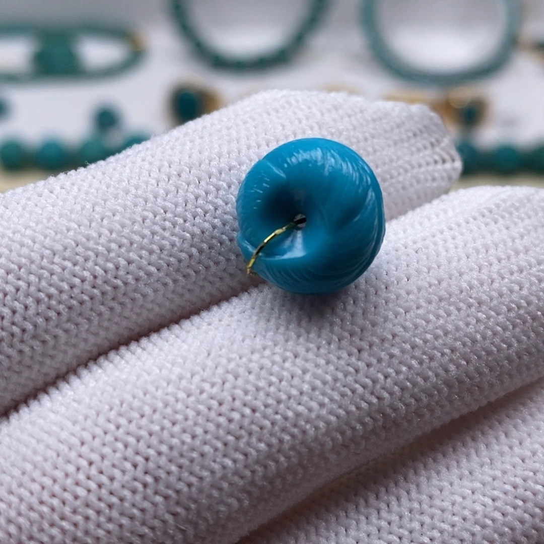 绿松石未镶嵌珠宝奇石羽毛扣12.7mm