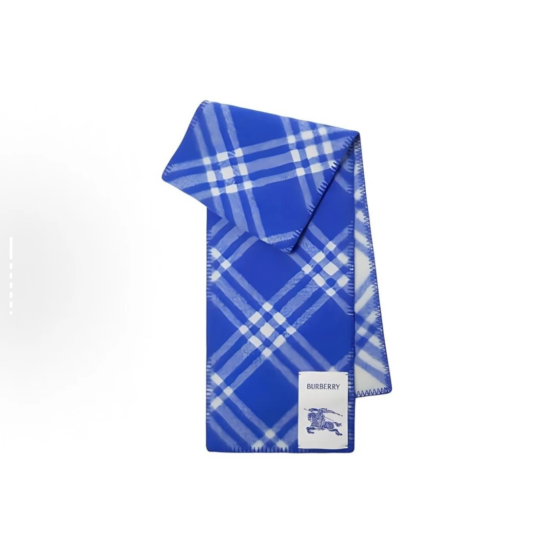 99新 BURBERRY/博柏利 大吉中古/Burberry博柏利蓝白格纹围巾