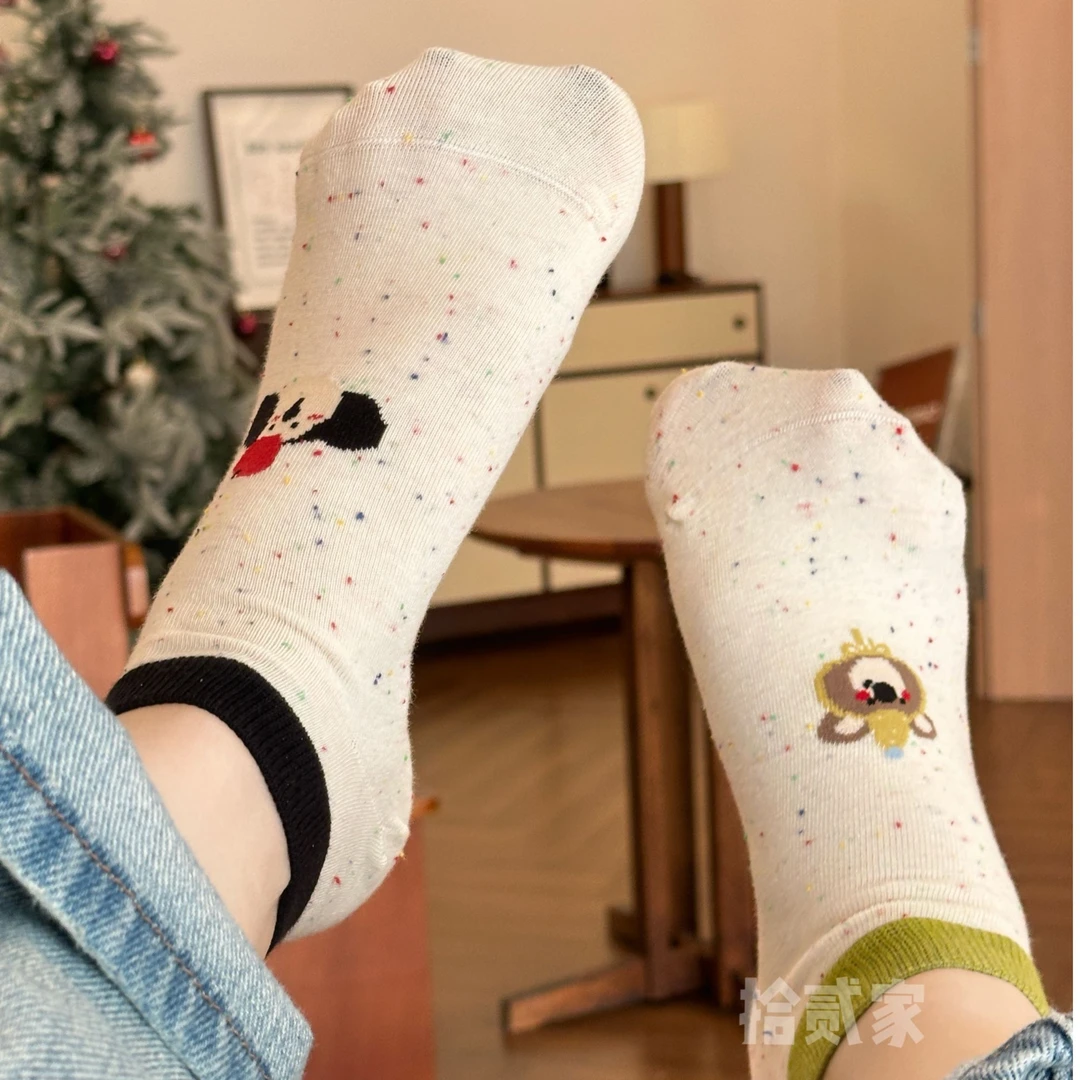 点子纱春夏新款可爱刺绣卡通短袜百搭ins袜子女