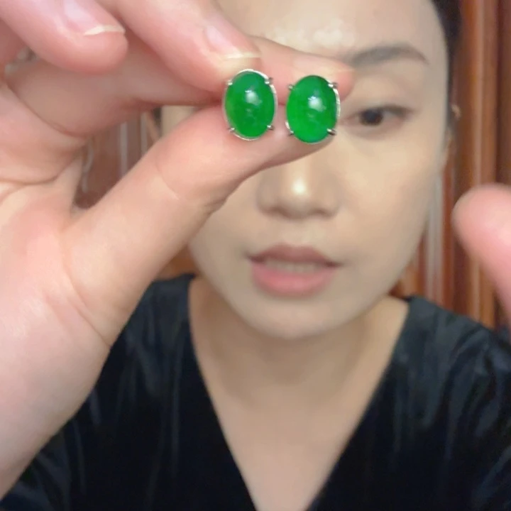 翡翠银S925镶嵌吊坠(不含链)耳饰