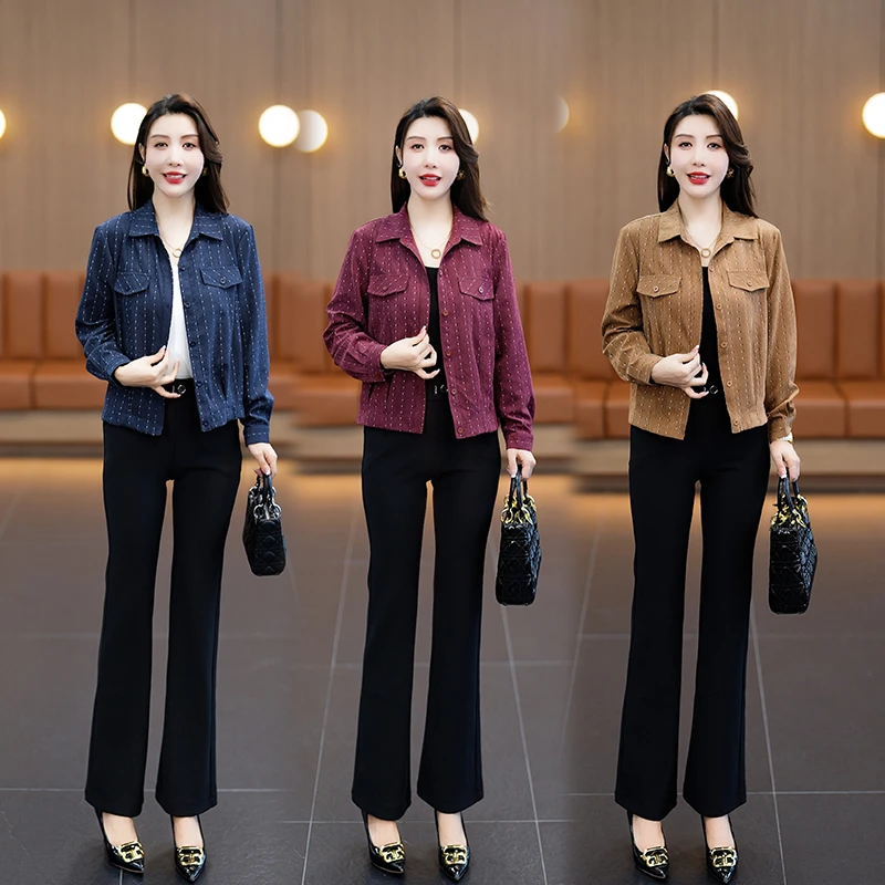 时尚气质衬衫女士2025秋季新款洋气百搭宽松显瘦小衫条纹长袖衬衣