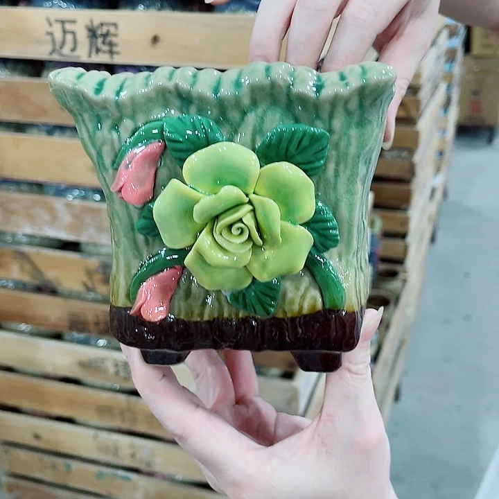 有孔，凑10元包邮陶瓷花盆发货！