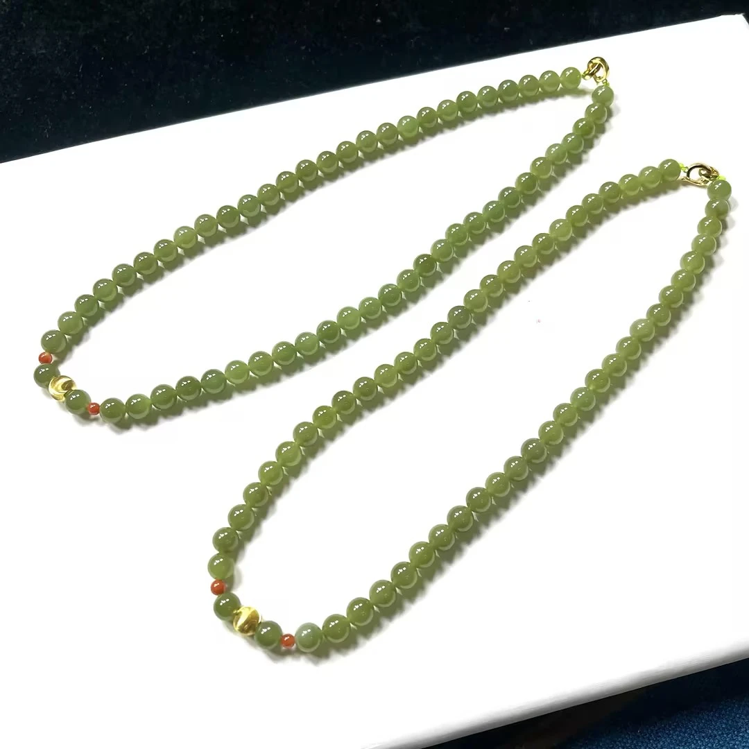 【CH】和田玉青黄口DIY项链-约8mm（多样性发其一）