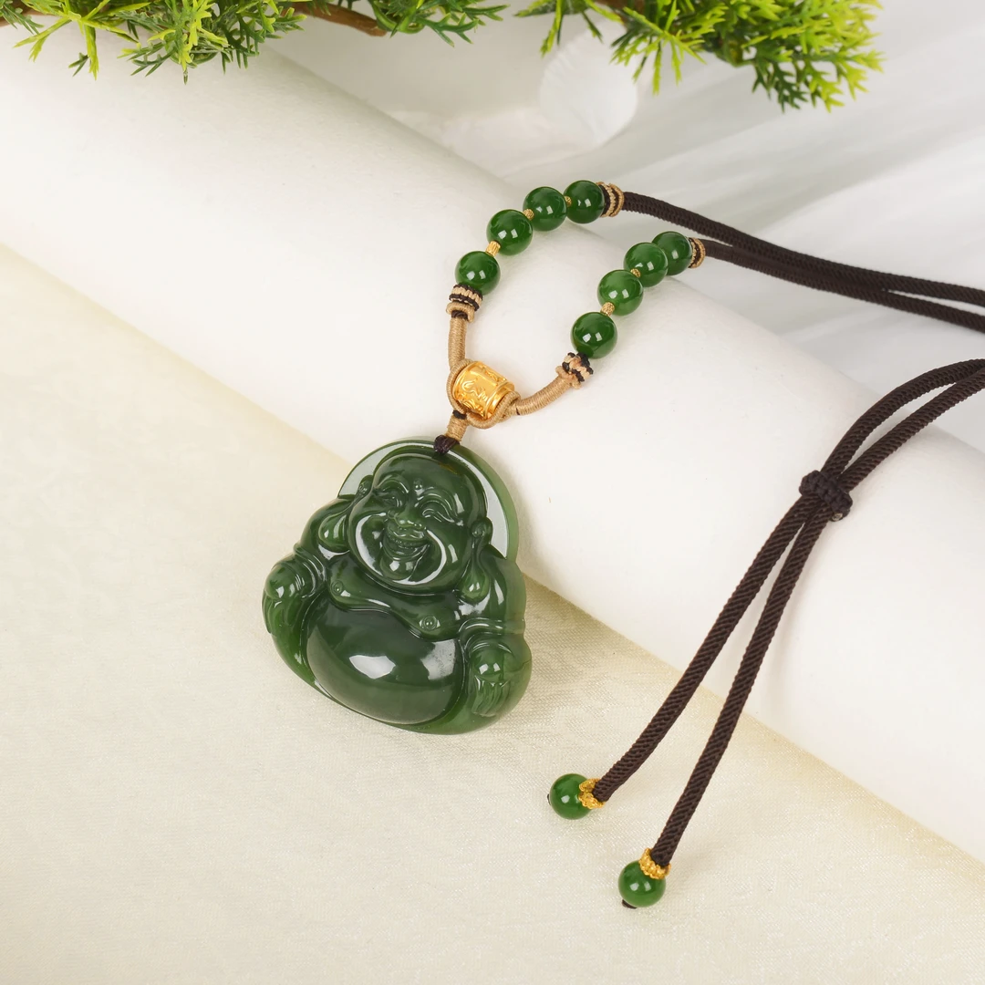 【熊总夫妇】收藏珍品级碧玉老料佛公18K金吊坠-约50*50*12mm