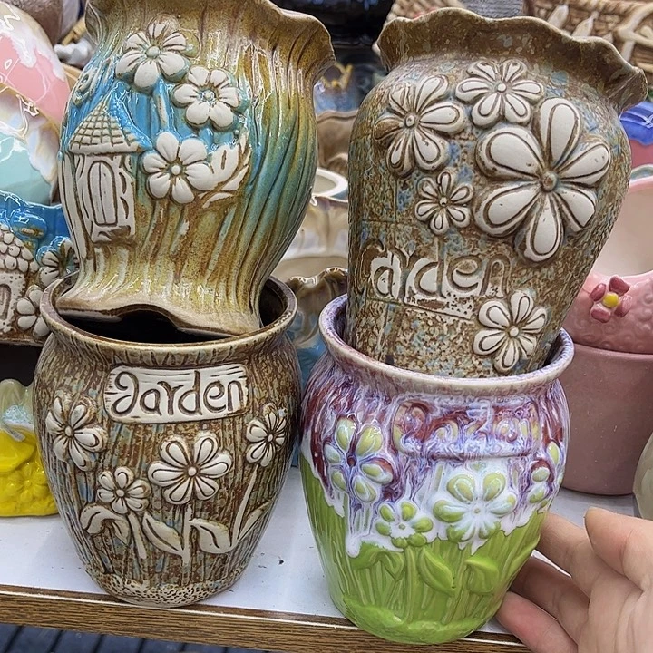 多肉绿植陶瓷花盆9.9包邮，有孔