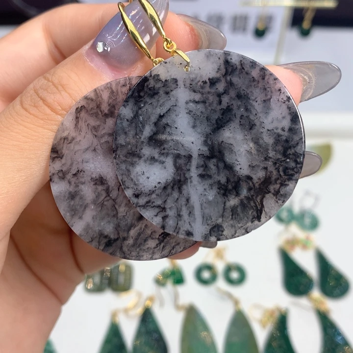 翡翠银S925镶嵌耳饰耳饰