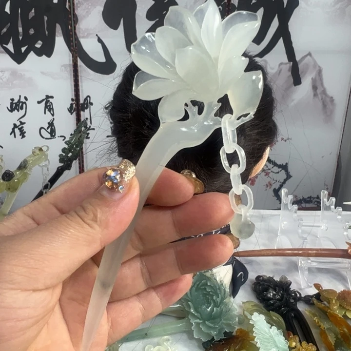 定制蛇纹石玉毛货发饰