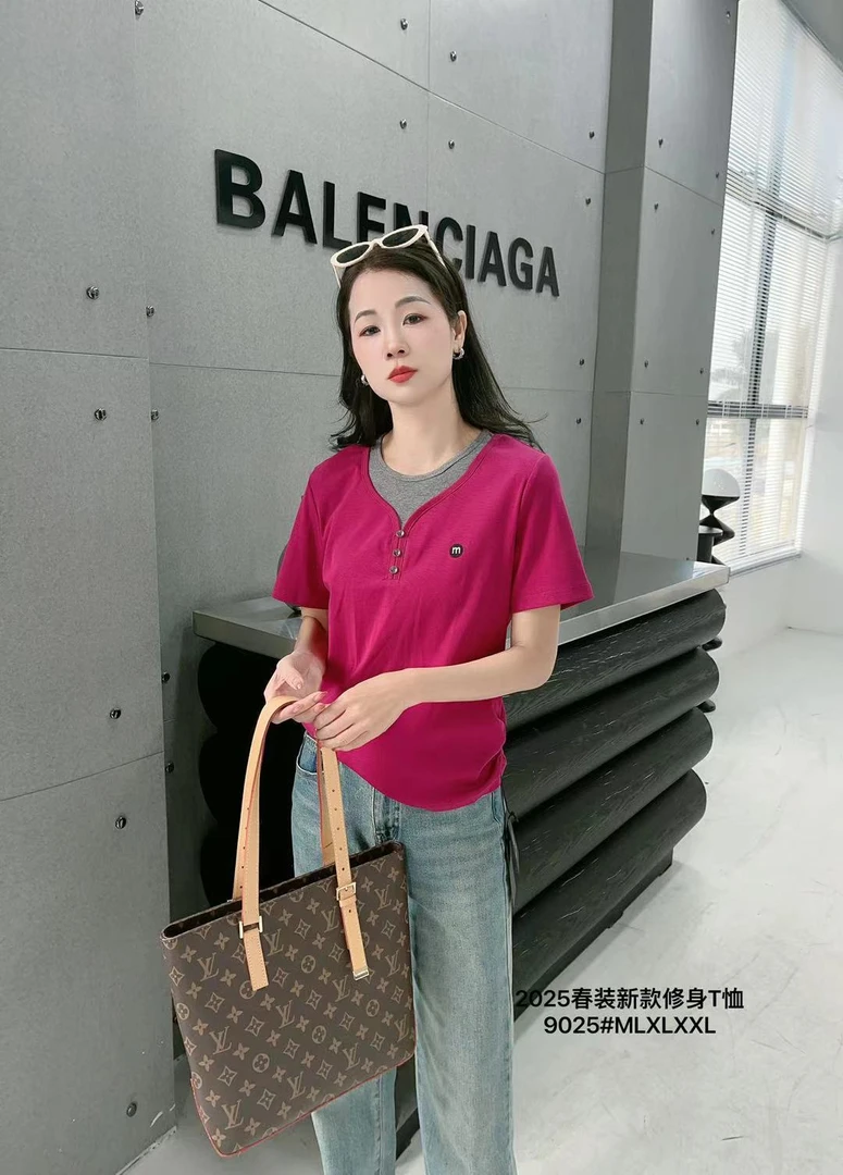 假两件套短袖女士T恤夏季新款气质显瘦休闲上衣9025