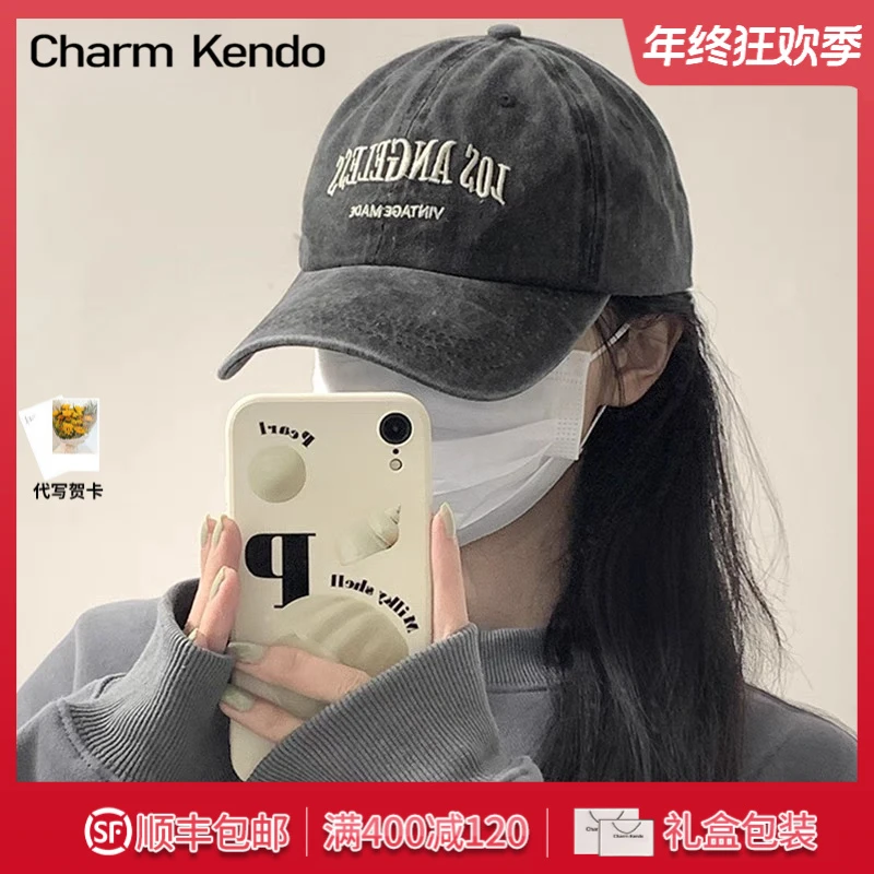 Charm Kendo防晒帽子女2025新款显脸小棒球帽潮流刺绣字母鸭舌帽