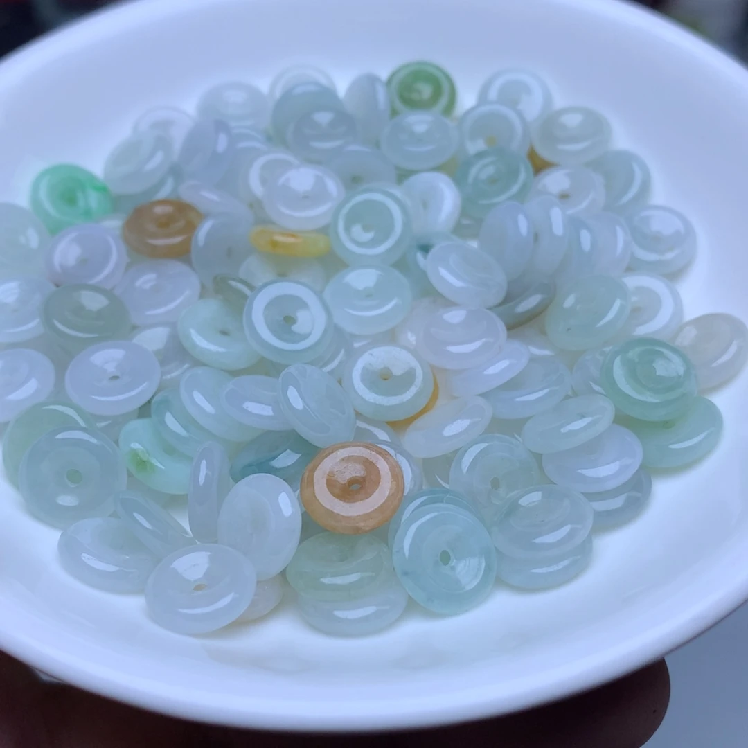 【闪购商品】未镶嵌手链翡翠卡9冰三彩平安扣20个