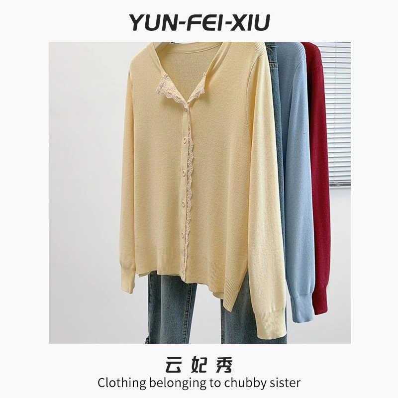 云妃秀大码女装针织衫时尚休闲宽松显瘦微胖减龄百搭开衫春69310