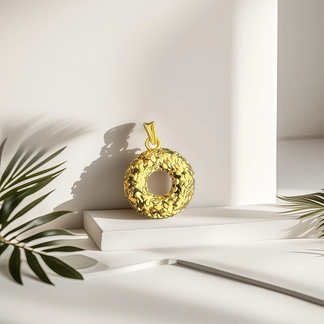 【媛媛专属】18k金爆闪爆亮锤纹碎碎冰甜甜圈 卡约15mm