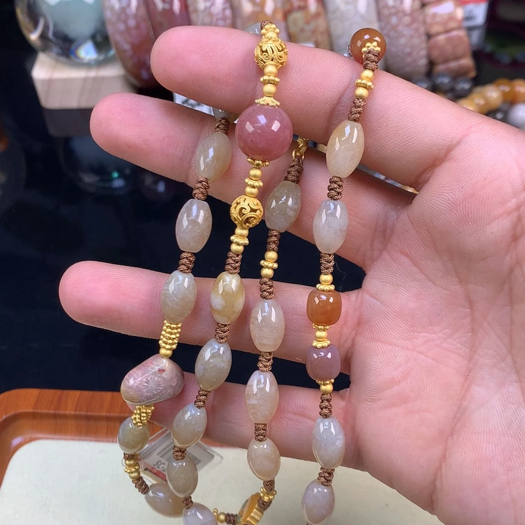 【闪购商品】颈饰未镶嵌硅化珊瑚（珊瑚玉）11号长筒珠链