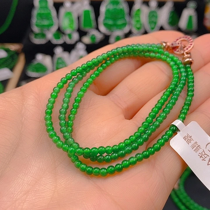 翡翠未镶嵌耳饰天然A货翡翠珠链2.7