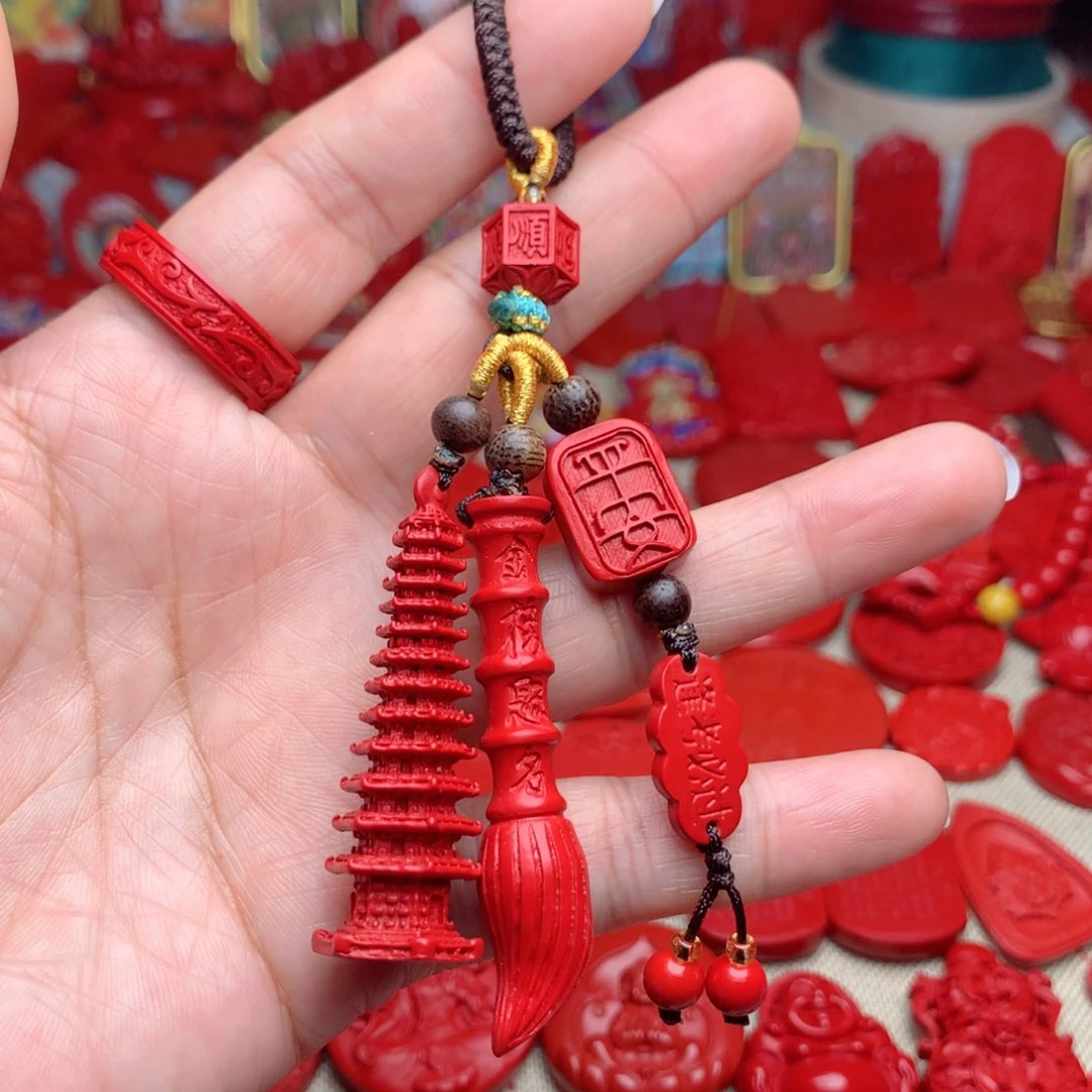 天然辰砂工艺品朱砂钥匙扣包包挂