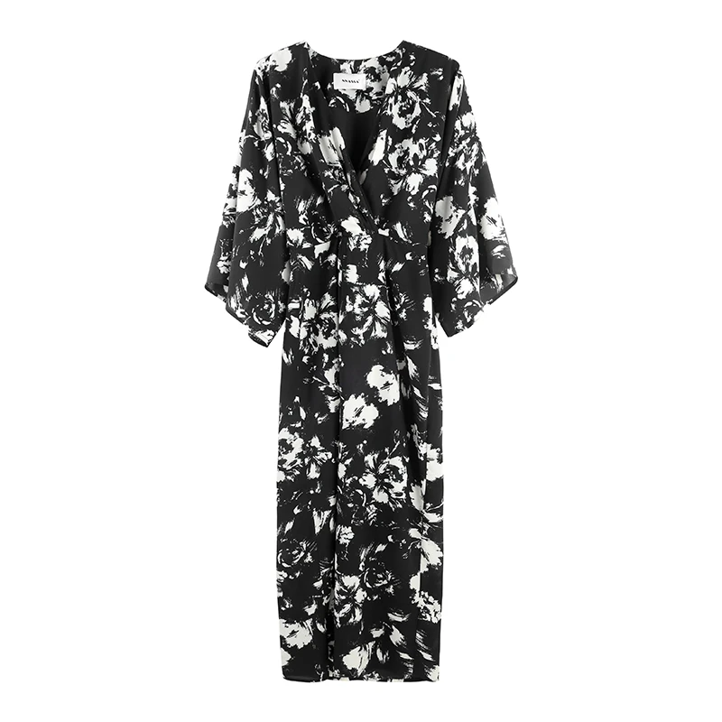 清！「京都烘茶」夏季显瘦裙子中长款碎花连衣裙SHBZC641301