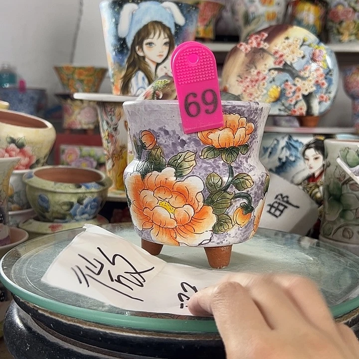 满38包邮 景德镇幸运花盆