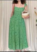 【门店同款】ENJOY夏季薄荷玫瑰碎花裙 158346933