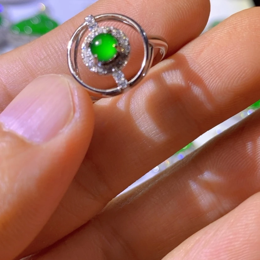 【闪购商品】翡翠挂件银S925镶嵌天然翡翠