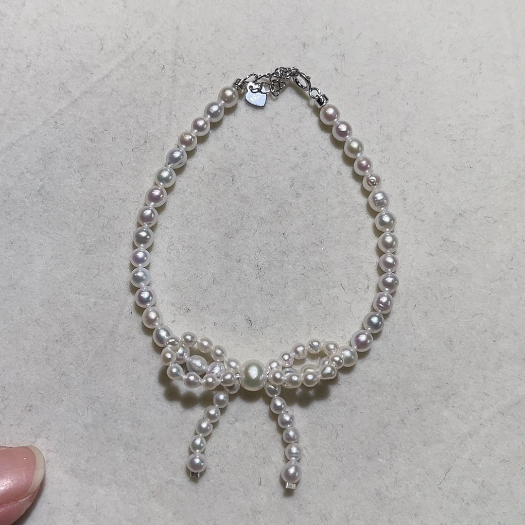 手绳银S925镶嵌淡水珍珠