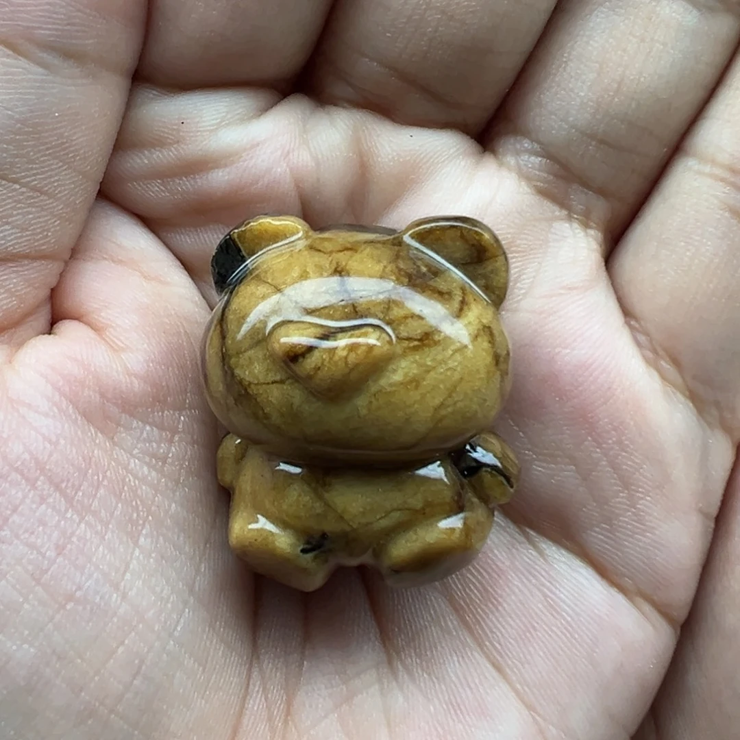****月琥珀未镶嵌珠宝奇石小熊编包挂