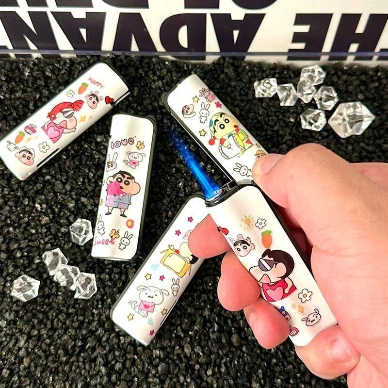 蜡笔小新充气打火机防风蓝焰直冲网红爆款创意家庭用品打火机