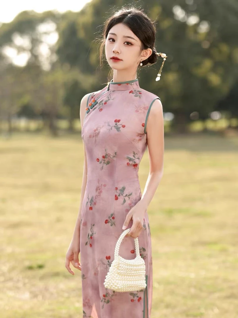 年轻款气质优雅淑女范粉色旗袍2025年夏季新中式日常装