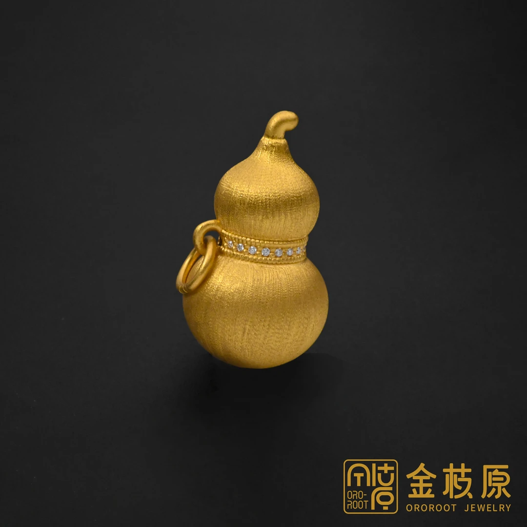 【金枝原】足金999 莫桑拉丝葫芦吊坠