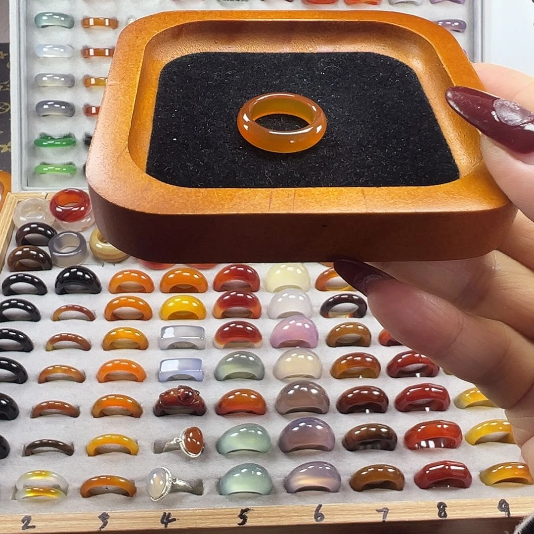 玛瑙/玉髓未镶嵌戒指A14不退换16.1港12