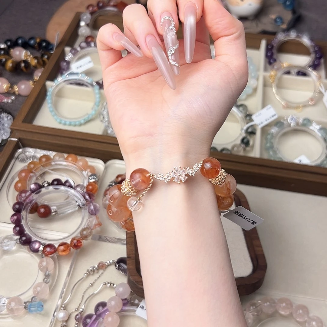 烟晶手链银S925镶嵌水晶手串未镶嵌