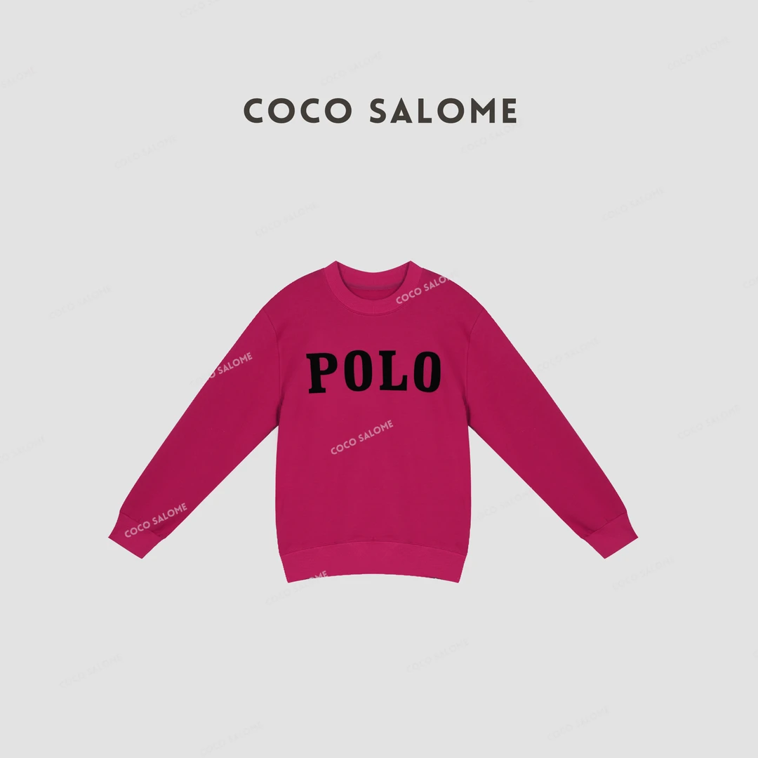 韩彬彬CS"POLO卫衣"枣红色简约百搭女士圆领长袖卫衣119S-(14)