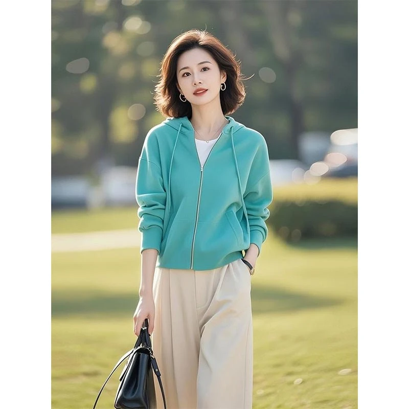 2025春秋新款时尚小众开衫连帽外套女宽松休闲设计感个性百搭上衣