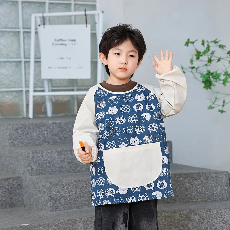 儿童防水罩衣画画反穿衣防脏吃饭毛笔字书法幼儿园定制logo名字