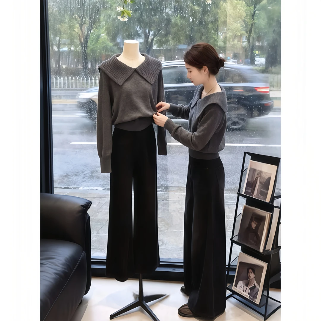 2025秋冬时髦韩系针织娃娃领女新款洋气时尚显瘦上衣女士