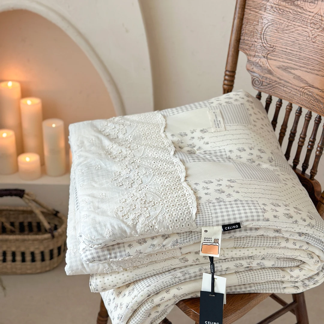 【秋冬被】2025冬季新品超软A类针织棉法式花边系列春秋冬被可机洗