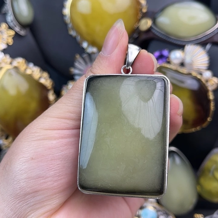 琥珀银S925镶嵌裸石