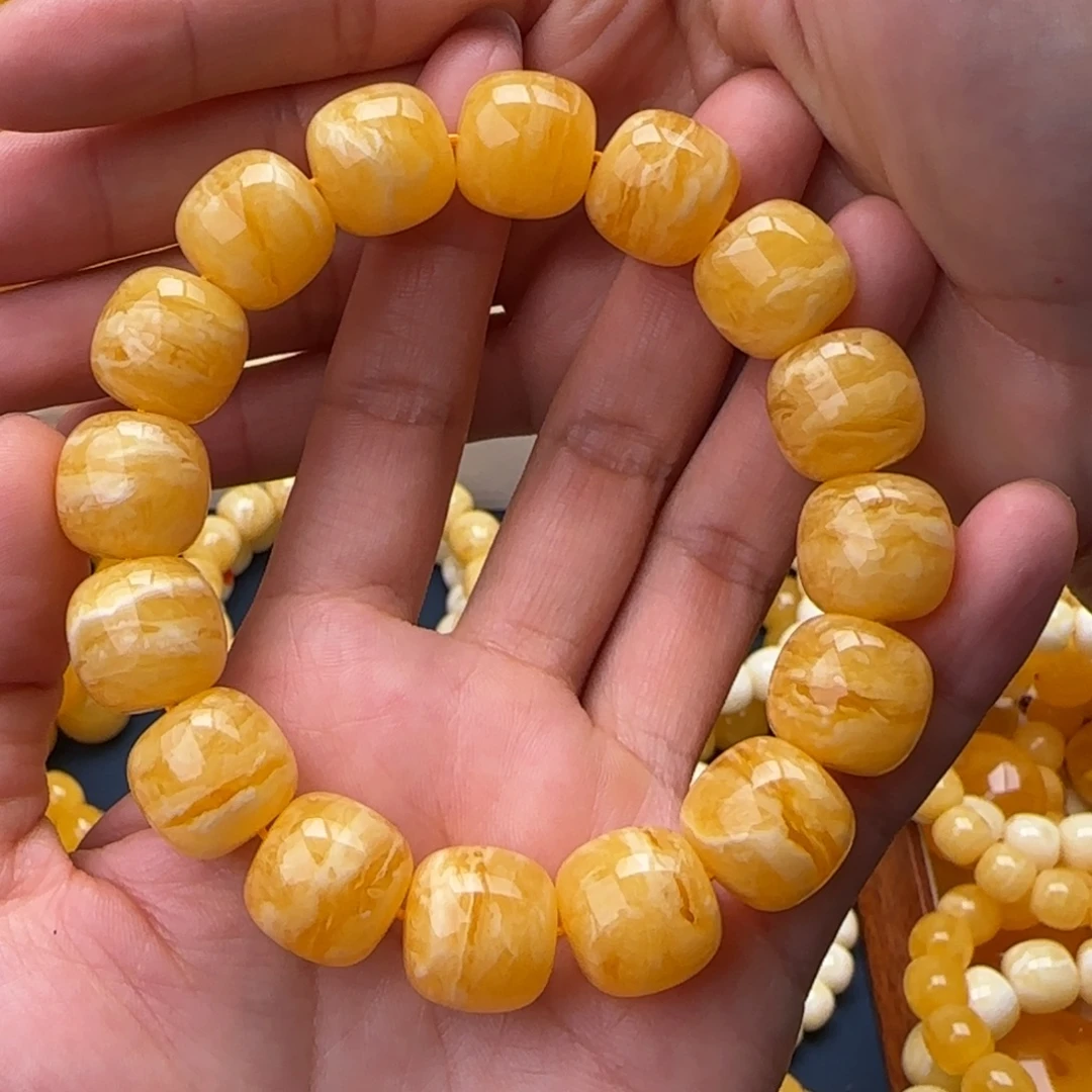 琥珀未镶嵌颈饰橘白花同料老型15