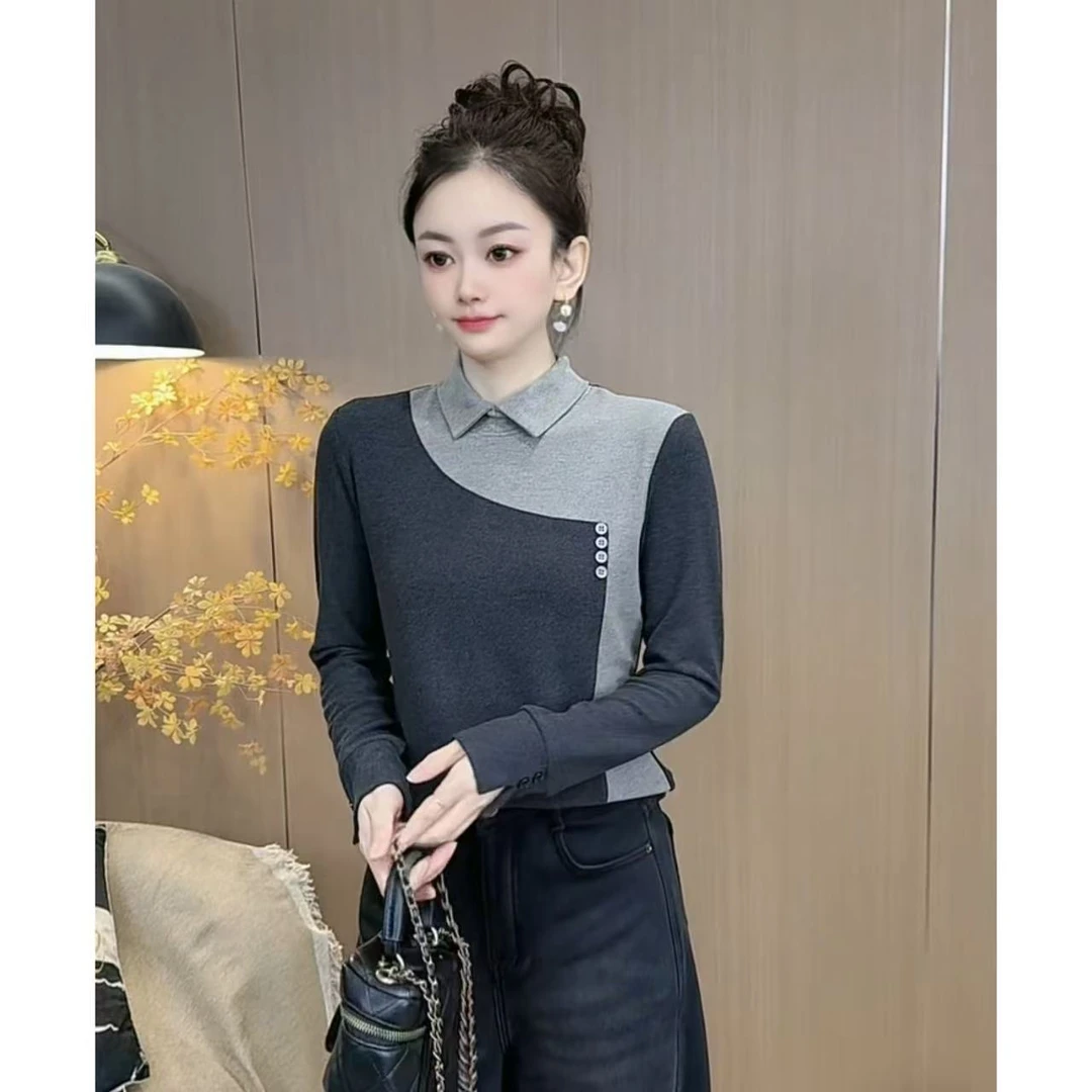 【7315】新品慕斯双面绒休闲厚款拼接气质百搭上衣