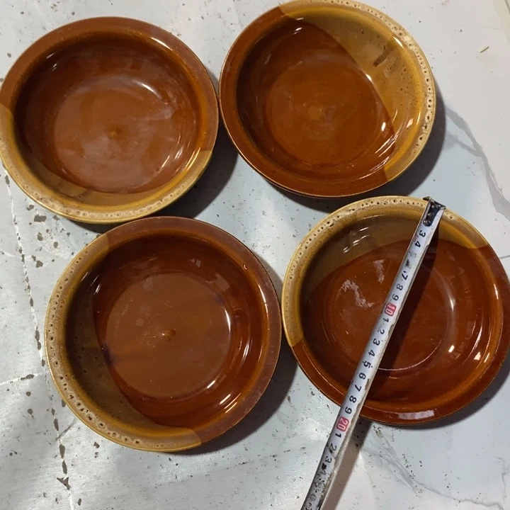 瓷片五厂三色深盘四个微瑕疵