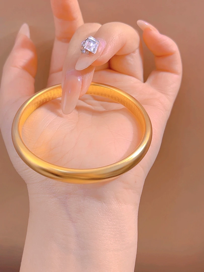 钛钢手镯 素圈心经泥鳅背手镯