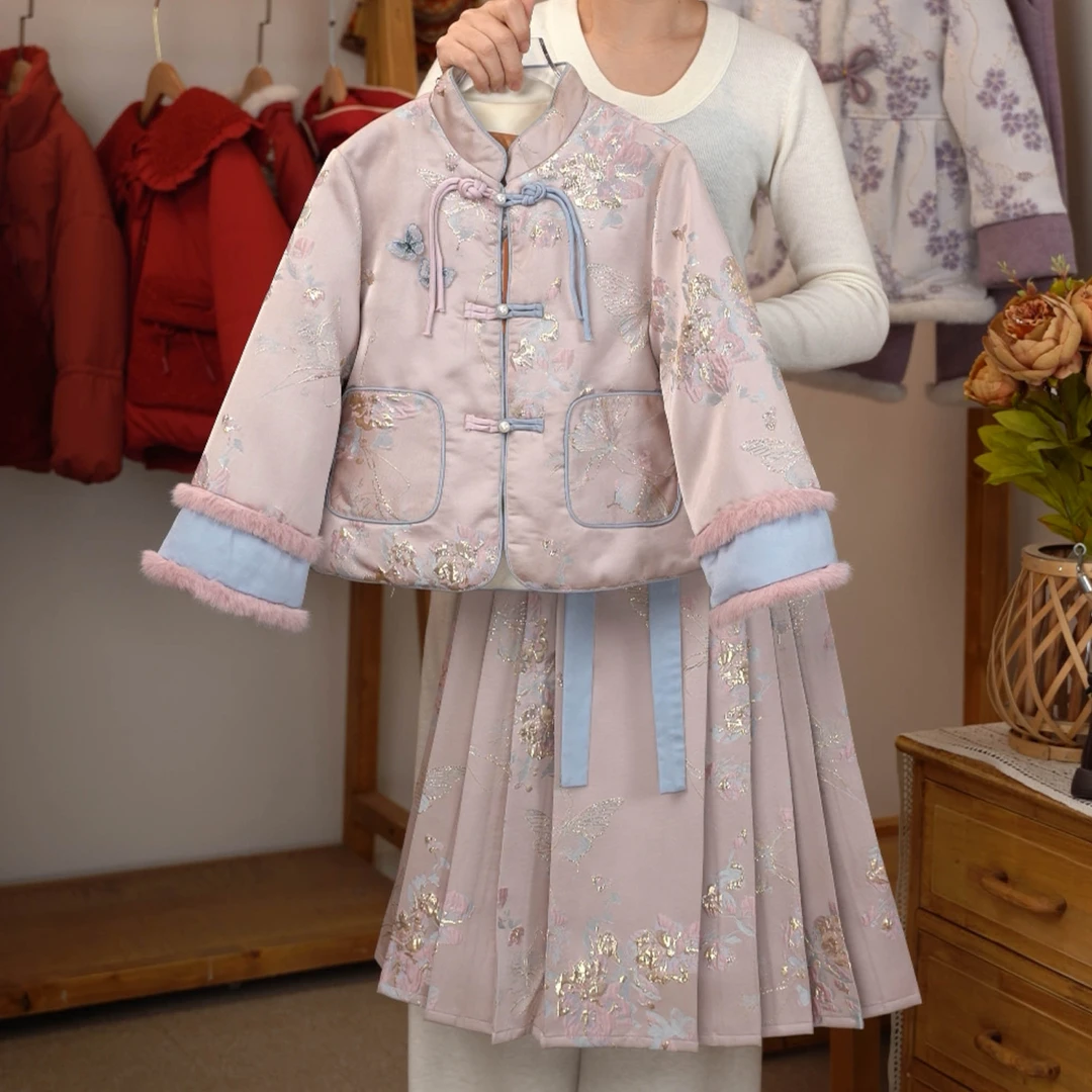 cangtian kiss【现货】90白鸭绒中国风复古女童新年服羽绒服47Y6026