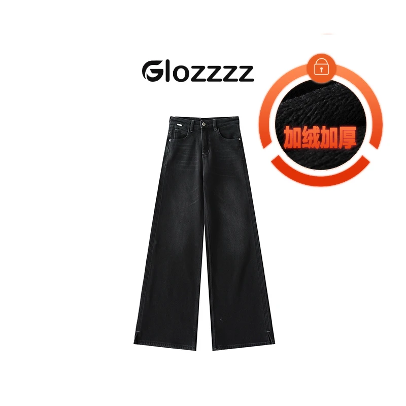 【Glozzzz】公主日记 裤子宽松水洗牛仔裤加绒高腰冬季女装MR5568