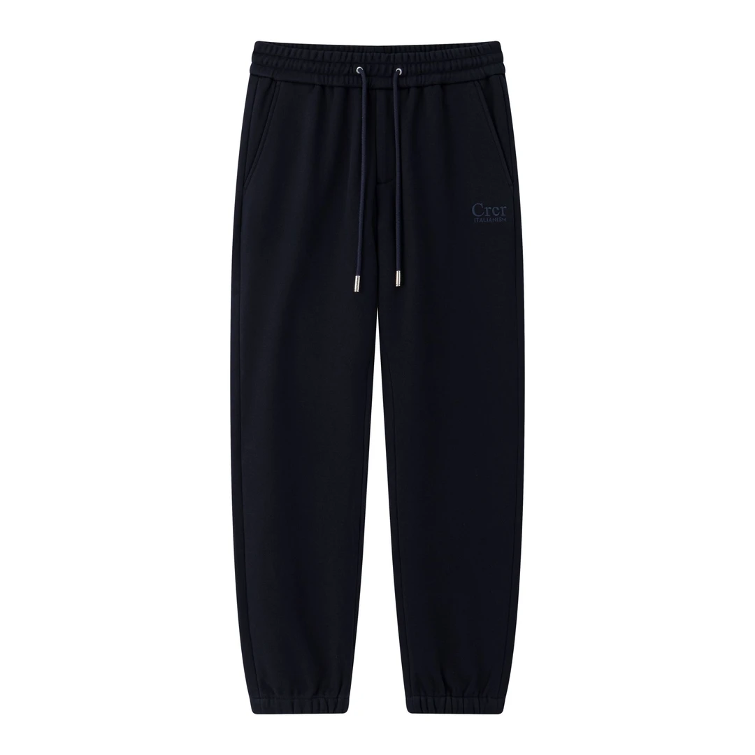 CRCR秋冬季厚款束脚徽章刺绣弹力简修身男士宽松卫裤运动休闲裤