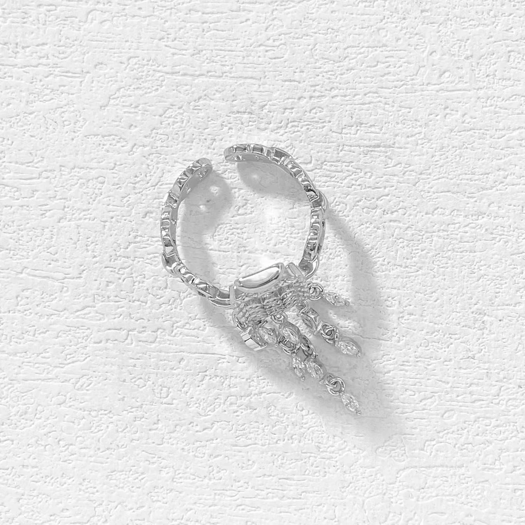 铜合金戒指 木木（CJ5644）香水瓶流苏开口戒指