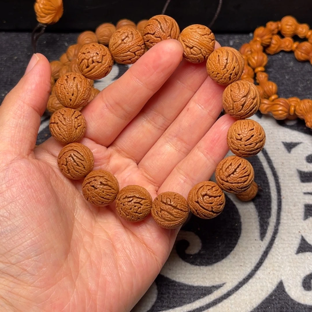 桃核手串龙纹绣球16